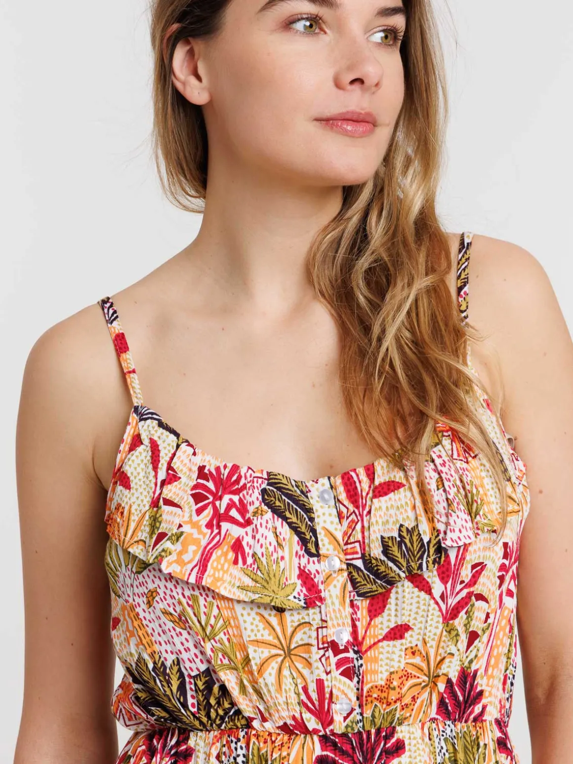 Robe courte femme motif tropical