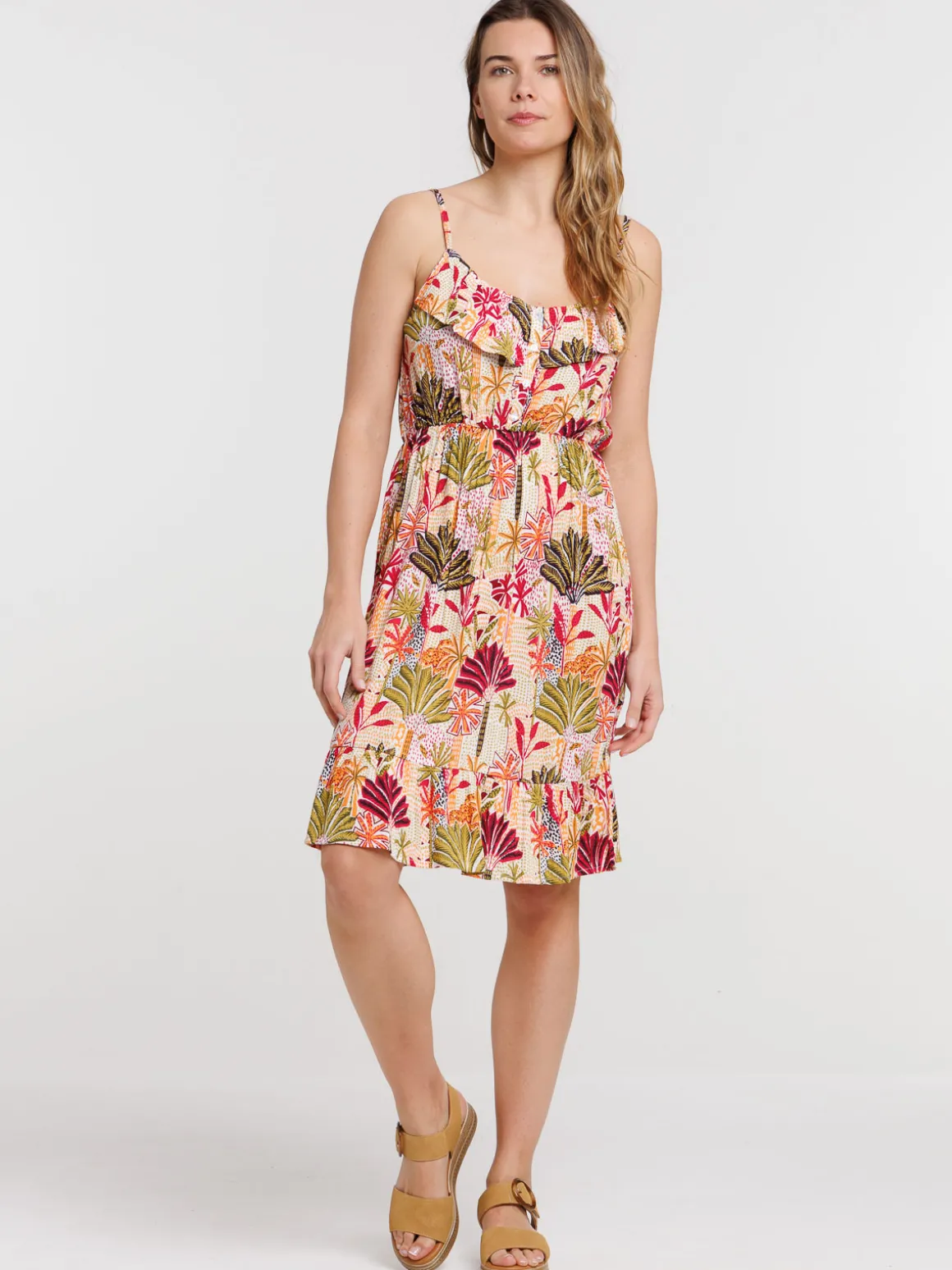 Robe courte femme motif tropical