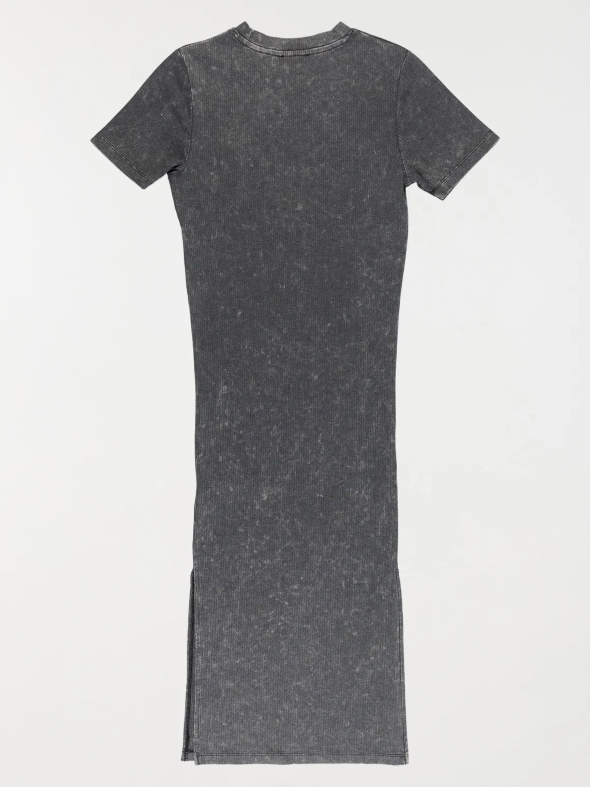 Robe côtelée overdyed noir femme
