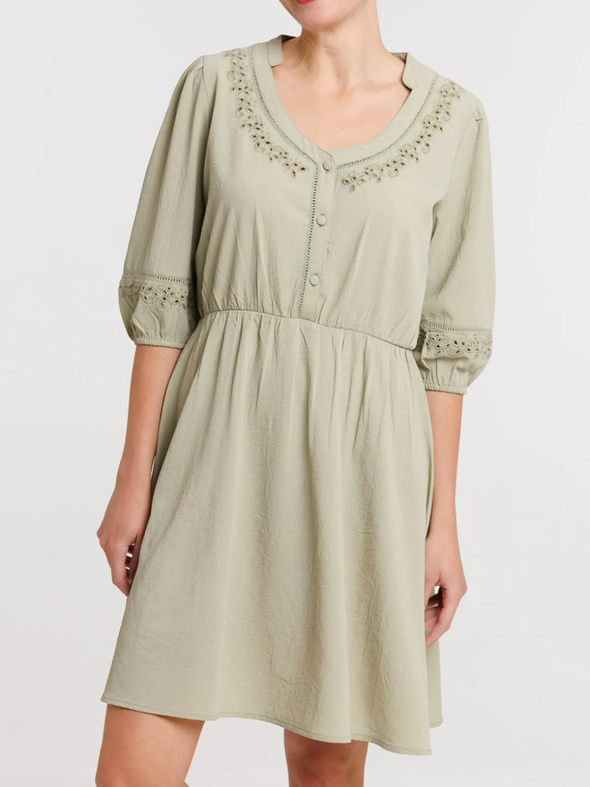 Robe détail broderie anglaise femme