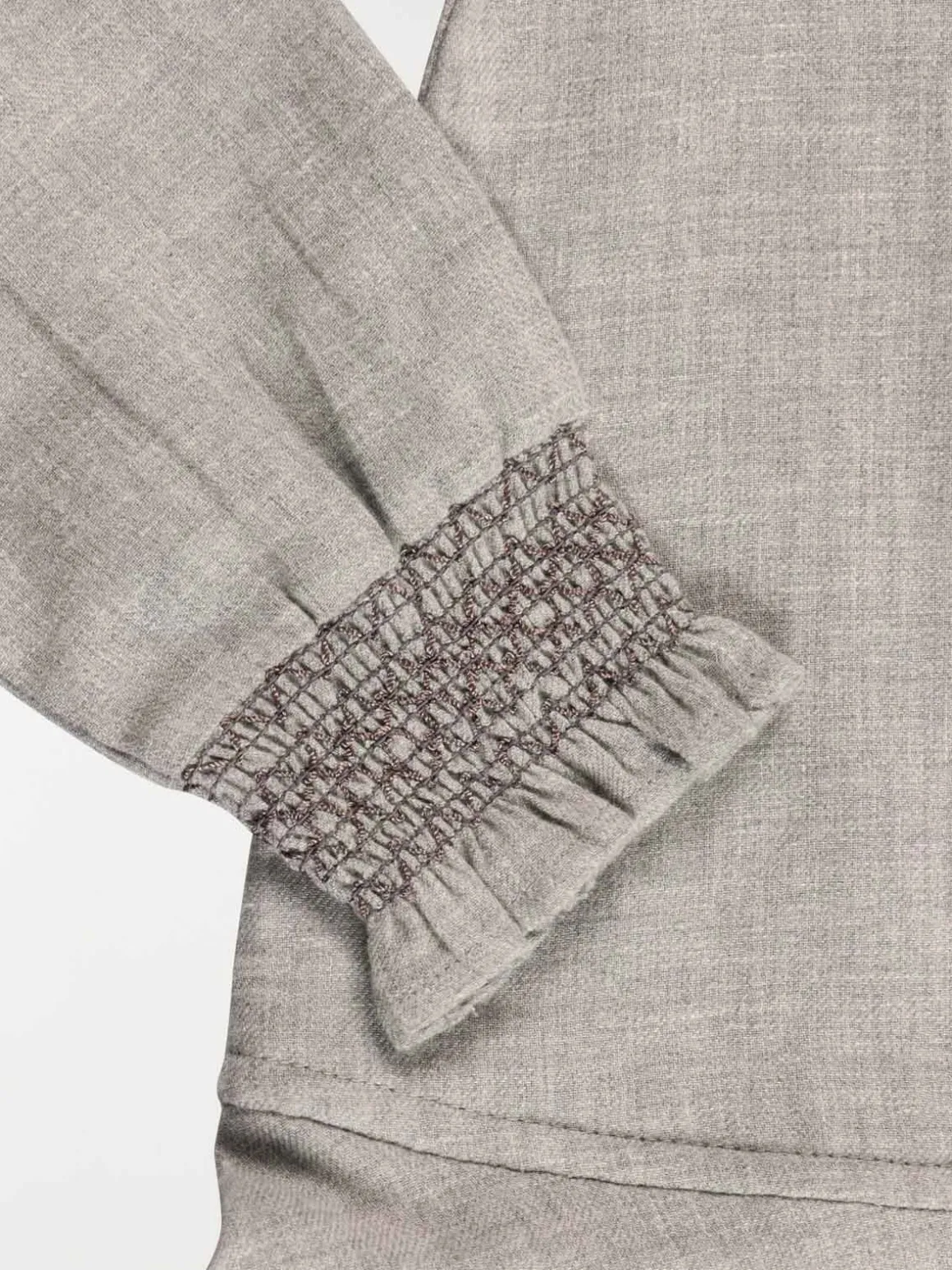 Robe fille col smocké gris chiné (3-12A)