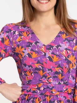 Robe fleurie col V femme