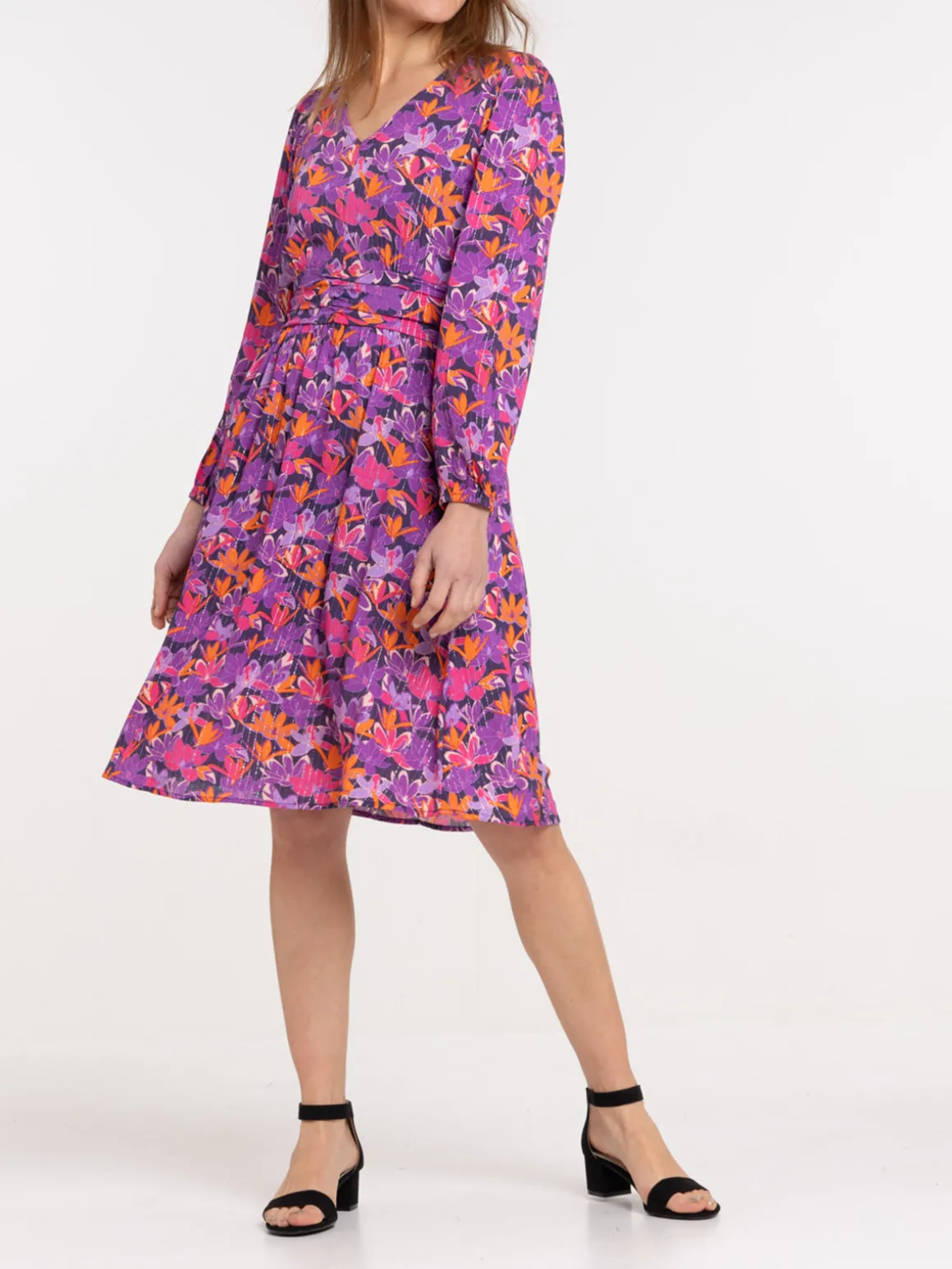 Robe fleurie col V femme