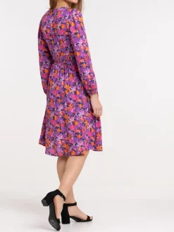 Robe fleurie col V femme
