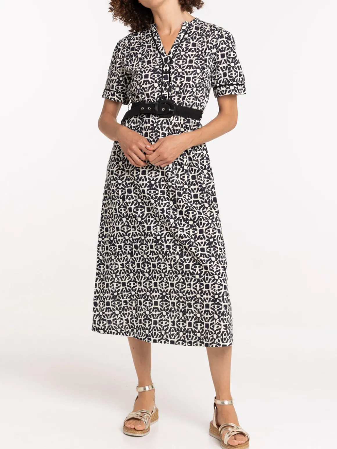 Robe imprimée avec ceinture femme