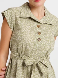 Robe imprimée ceinturée femme