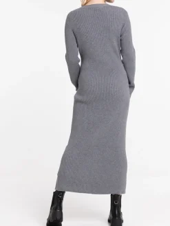 Robe longue anthracite chiné femme