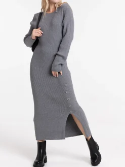 Robe longue anthracite chiné femme