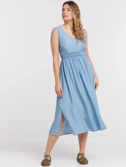 Robe longue bleue pâle femme