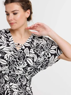 Robe longue motif floral femme