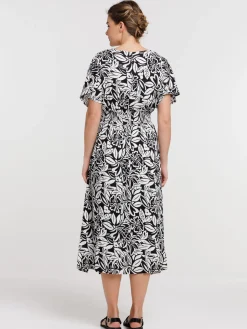 Robe longue motif floral femme