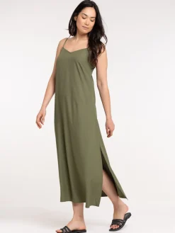 Robe longue satinée trèfle femme