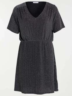Robe noire col V grande taille femme