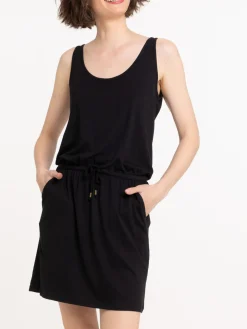 Robe noire taille élastiquée femme