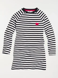 Robe rayée coeur brodé fille (3-12A)