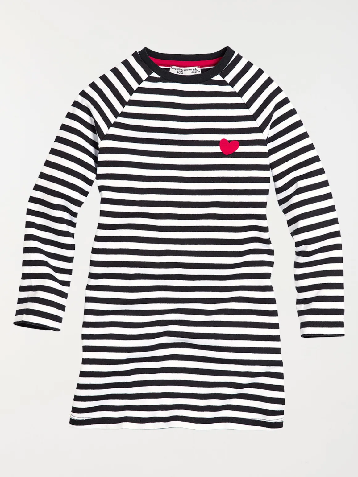 Robe rayée coeur brodé fille (3-12A)