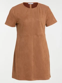 Robe suédine camel grande taille femme