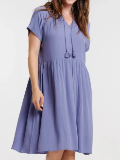 Robe sunset blue liens pompons femme