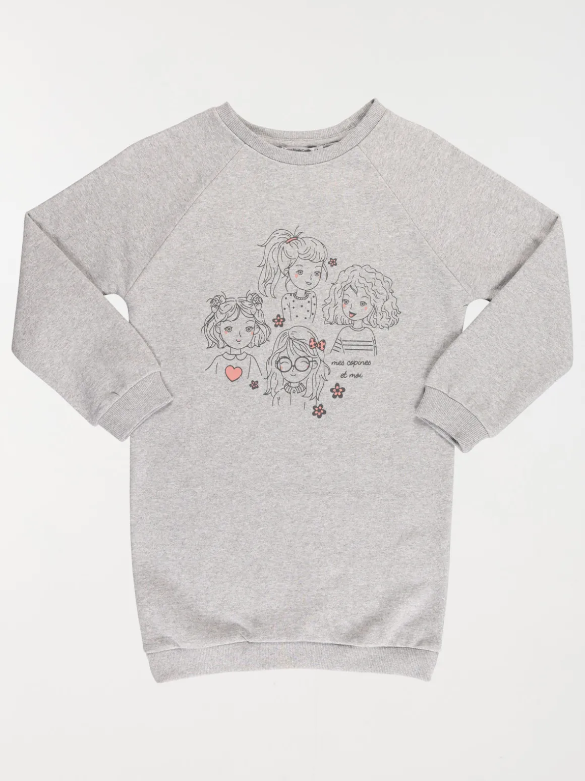 Robe sweat gris chiné fille (3-12A)