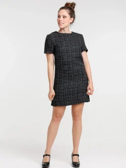 Robe tweed noire femme