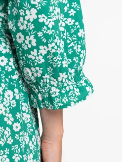 Robe vert bosphore imprimé fleuri femme