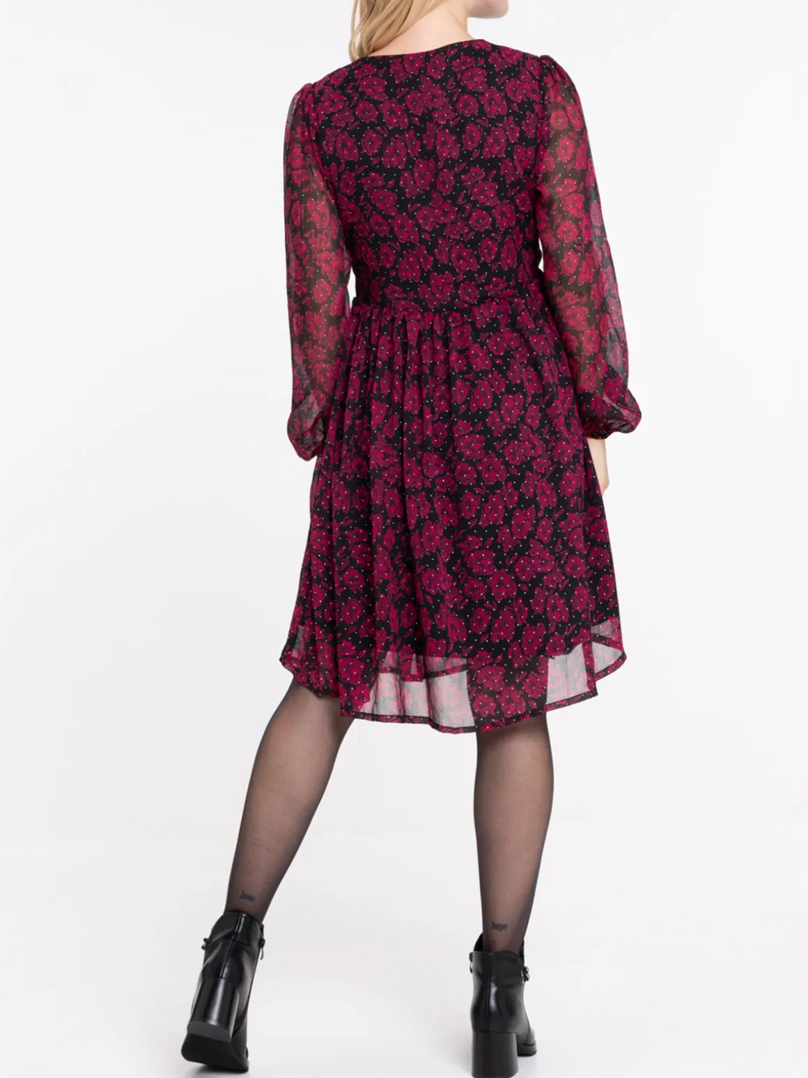 Robe voile fleuri col V femme