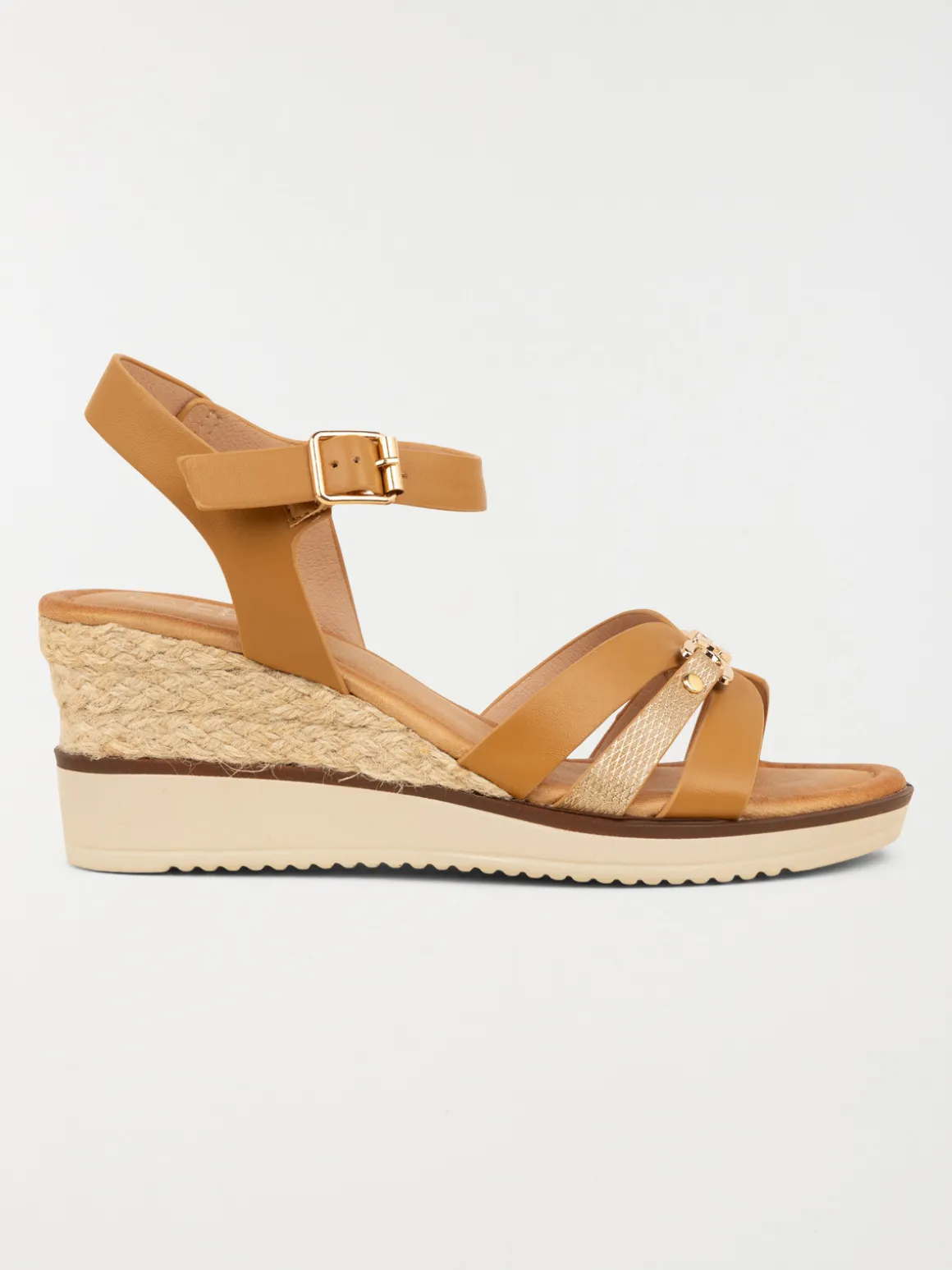 Sandale compensée femme camel (36-41)