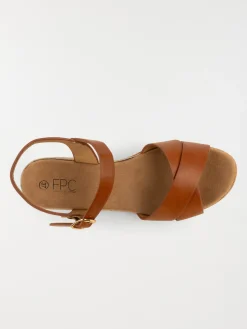 Sandale compensée marron femme (36-41)