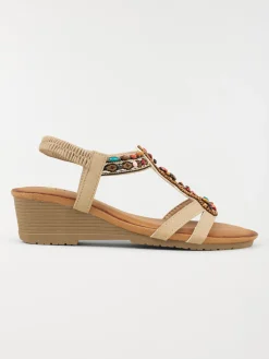 Sandale compensée perles femme (36-41)