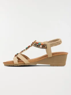 Sandale compensée perles femme (36-41)