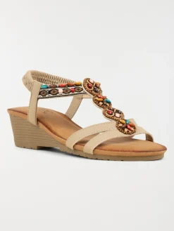 Sandale compensée perles femme (36-41)