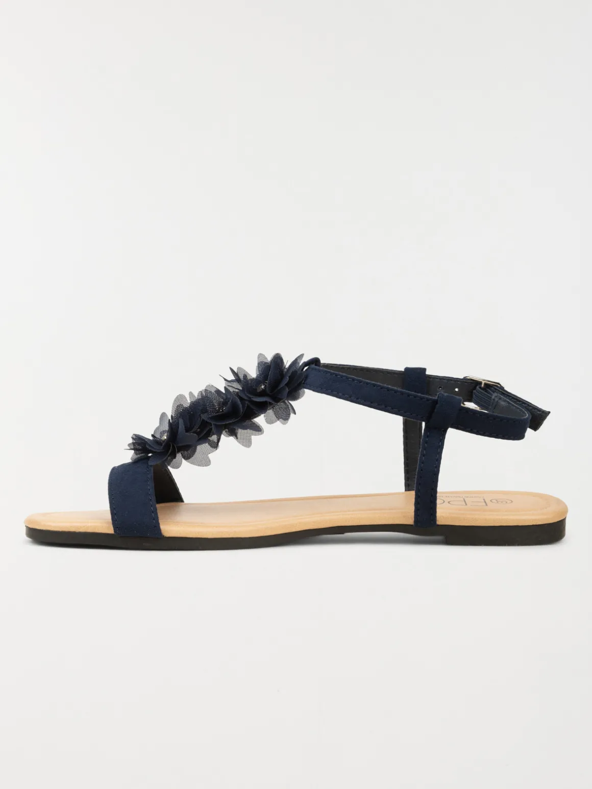 Sandale fleurs tissus marine (36-41)