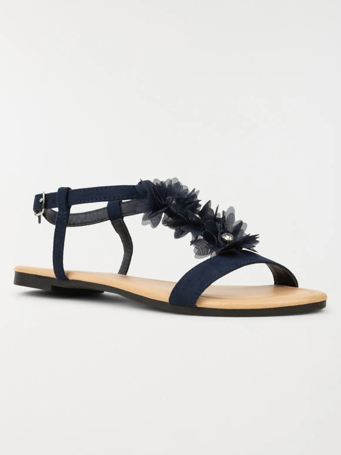 Sandale fleurs tissus marine (36-41)