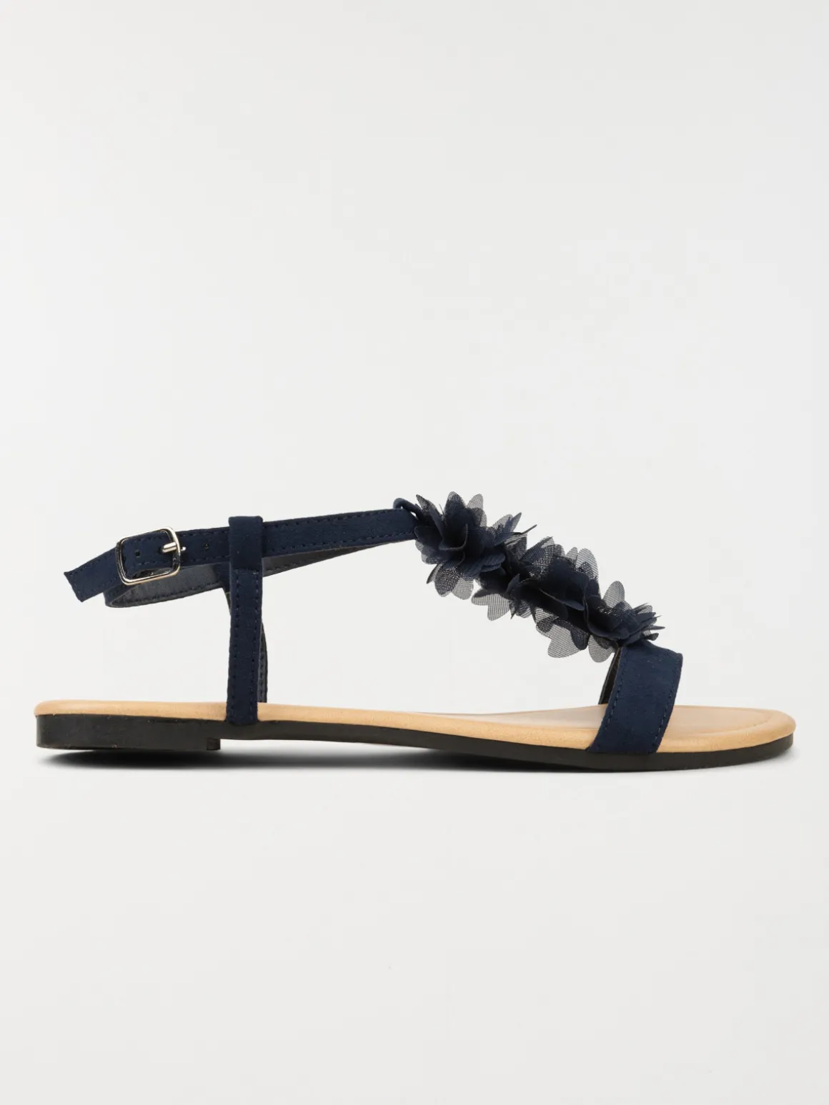 Sandale fleurs tissus marine (36-41)