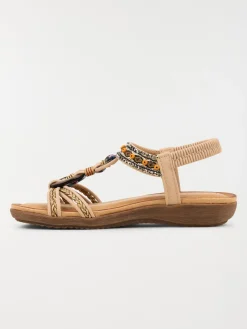 Sandale plate bijoux nude femme (36-41)