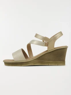 Sandales compensées dorées femme (36-41)