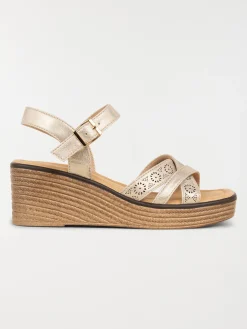 Sandales compensées dorées femme (36-41)