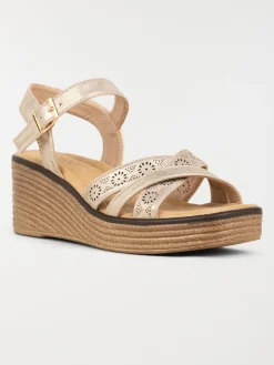 Sandales compensées dorées femme (36-41)