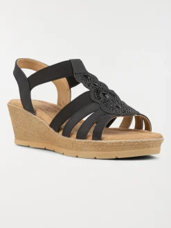 Sandales compensées noires femme (36-41)