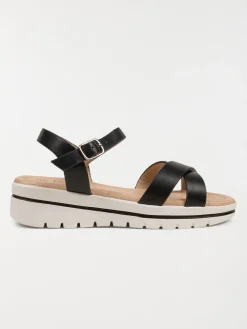 Sandales compensées noires fille (31-38)