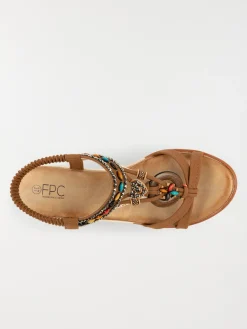 Sandales compensées perles femme (36-41)