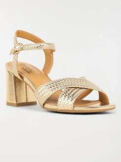 Sandales dorées à talon femme (36-41)