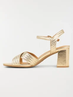 Sandales dorées à talon femme (36-41)