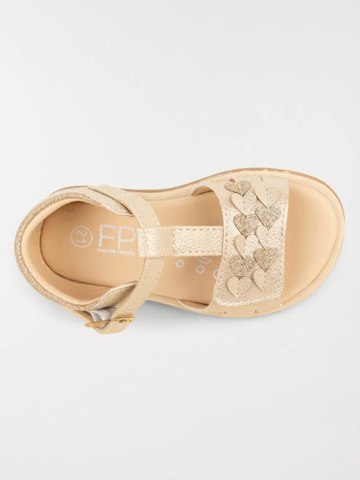 Sandales dorées coeurs fille (19-23)