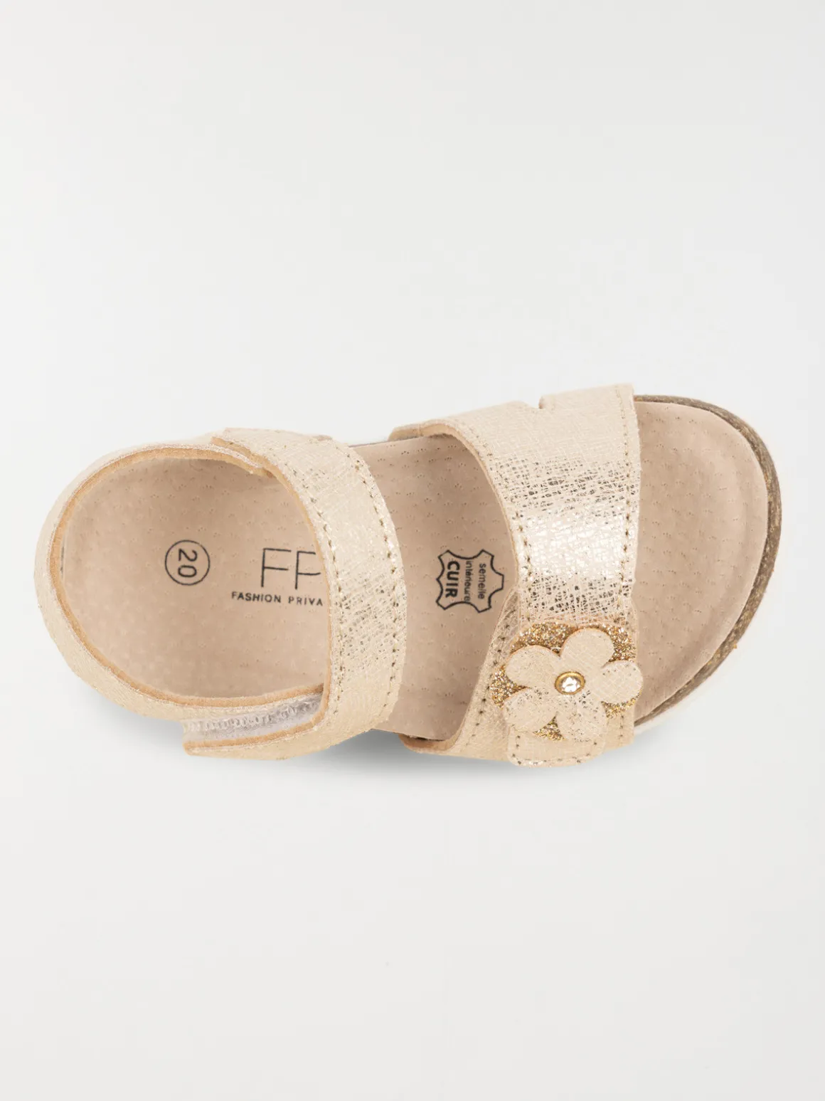 Sandales dorées fleur fille (20-23)