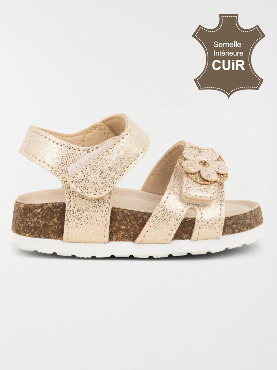 Sandales dorées fleur fille (20-23)