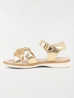 Sandales dorées fleurs 3D fille (24-30)
