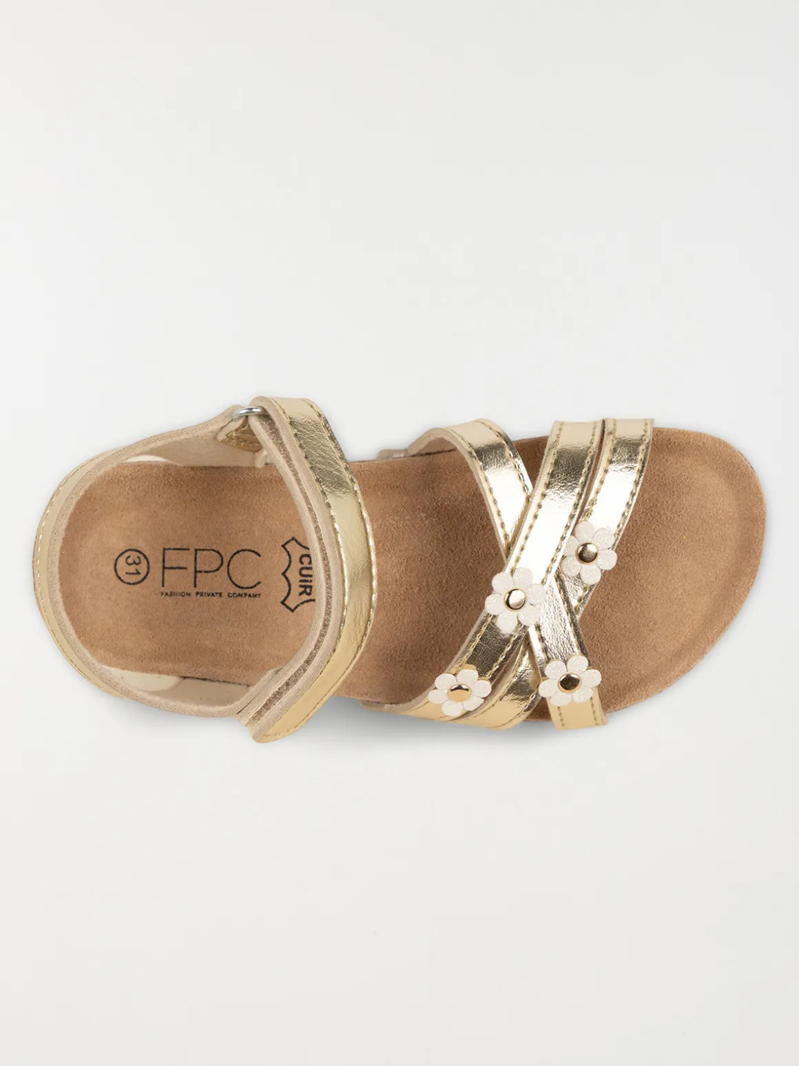 Sandales dorées fleurs fille (24-30)