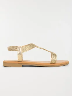 Sandales dorées plates femme (36-41)