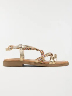 Sandales dorées plates femme (36-41)